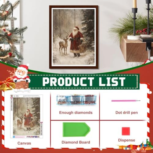 XUCNWL Christmas Diamond Art Kits for Adults,Santa Claus Diamond Painting