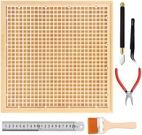 Stained Glass Cutting Mat, 12"x12" Stain Glass Tools and Supplies, Large Cutting Board for Crafting, Includes Cutter, Brush, Ruler, Tweezers, Pliers