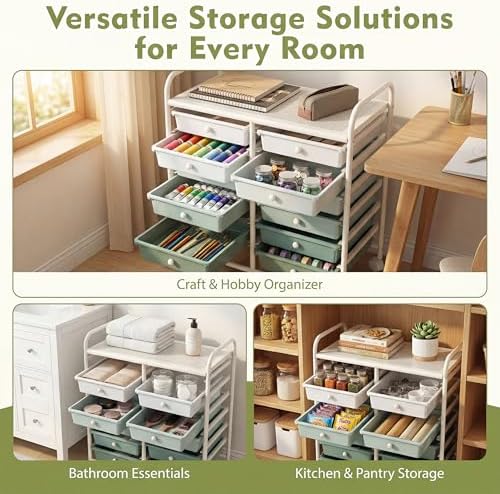 COSTWAY 12-Drawer Rolling Storage Cart, Utility Storage Organizer Cart