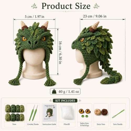 Fantasy Animal Hood Hat DIY Crochet Kit, Complete Crochet Starter Set