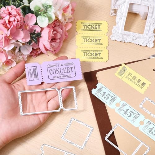 GLOBLELAND Postage Stamp Background Cutting Dies for Card Making Tickets Border Cut Die for DIY Scrapbooking Journal Embossing Paper Craft Decor
