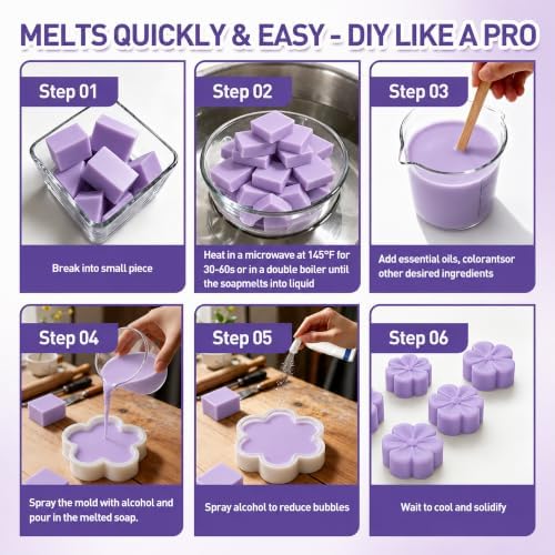 Melt and Pour Soap Base, Pre-Cut, for DIY Soap Craft, 1LB Lavender