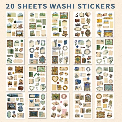 200+ Vintage Van Gogh Washi Stickers for Journaling & Scrapbooking