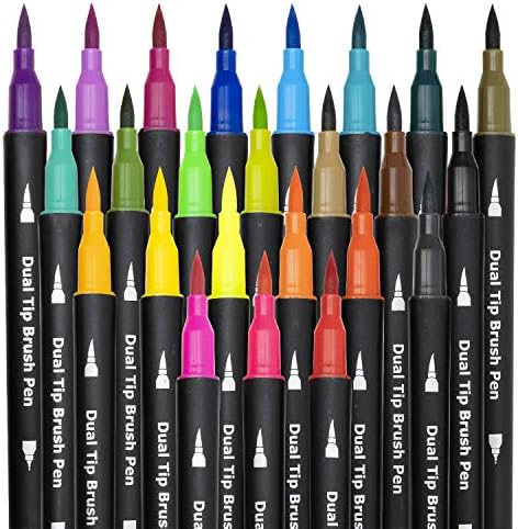 Piochoo Dual Brush Marker Pens for Adult Coloring Books,24pcs Markers