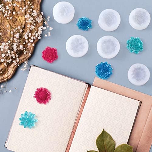 PAGOW 6pcs Mini Mirror Flower Resin Mold,3D Flower Crystal DIY Casting Mold