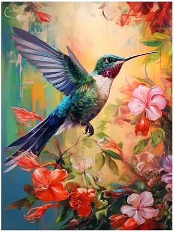 Hummingbird Diamond Art Kits for Adults, Diamond Painting, 12x16 Inch