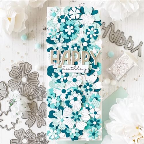 Scrapbooking Die-Cuts, Layer Frame Net Set Metal Cutting Dies for Card Making, Paper Craft Template, Background Embossing Stencils, DIY Album Décor (Flower Set B-11.8x10.3cm)