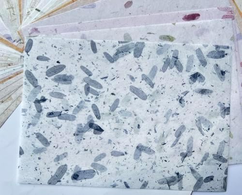 A5 50 Sheets Natural Banana bark,leavse etc., Mulberry Paper Sheets Art Tissue Washi Paper Design Craft Art Origami Suppliers Card Making 8.3" x 5.8". (Mixed Leaves,Banana Bark, etc, A5)
