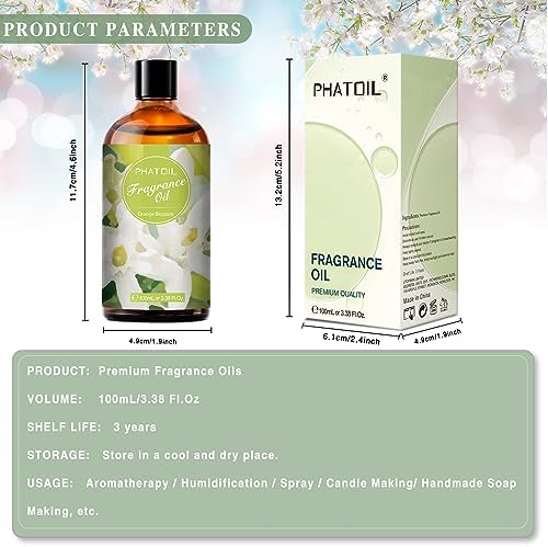 PHATOIL 3.38FL.OZ Orange Blossom Fragrance Oils for Aromatherapy, Essential Oils for Diffusers for Home, Perfect for Diffuser, DIY Candle and Soap Making, DIY Scented Products - 100ml | Long Lasting Scented Oils For Humidifier, Air Freshener, DIY Soap ...