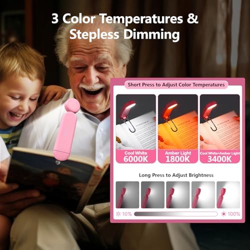 VAVOFO USB Rechargeable Book Light, Bookmark Clip on LED Reading Light