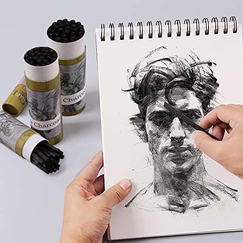 Willow Charcoal Sticks, Natural Willow Charcoal for Artists, Beginners, or Students of All Skill Levels, Great for Sketching, Drawing, and Shading, Approx 4-5mm in Diameter, Pack of 25