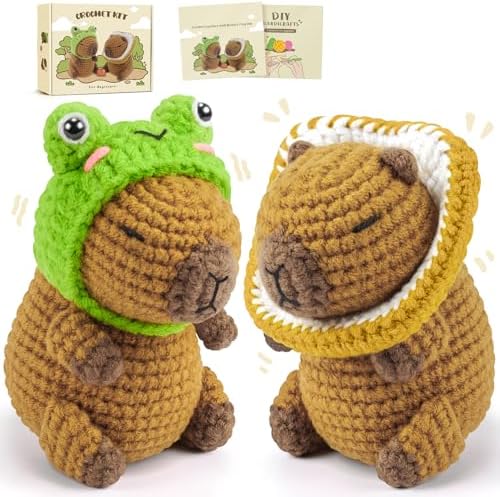 2PCS Capybara Crochet Kit for Beginners Starters Crocheting Kit for Adults