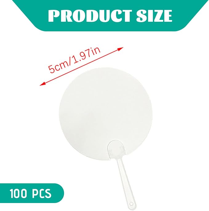 Plastic Round Handheld Fans, 100Pcs Blank Pocket Fans, Clear Plastic Hand Fan, Chinese Style for DIY Crafts