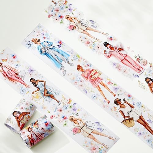 WT Wide PET Tape, Perfect for Scrapbooks, Junk Journals, Flower Girls Decorative Tape, Bloom & Vogue Tape, Transparent Clear Adhesive, Journal Scrapbook Bujo Planner DIY Craft Supplies(Single Roll)
