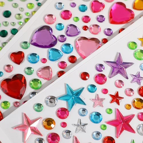 1336 pcs Gem Stickers for Crafting, Face, Eye, and Body Makeup, DIY Decoration, Kids' Rewards, Sparkling Acrylic Rhinestone Jewel Stickers