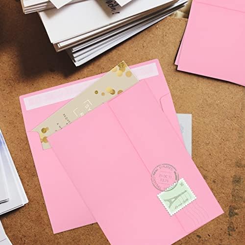 50 Packs 5x7 Envelopes, A7 5x7 Envelopes for Invitations, Printable Invitation Envelopes Self Seal for Weddings, Invitations, Photos, Greeting Cards, Mailing (Pink)