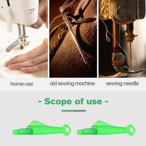 Sewing Machine Needle Threader - 2024 New Quick DIY Hand Threader, Upgraded Automatic (Green, 10 Pcs)