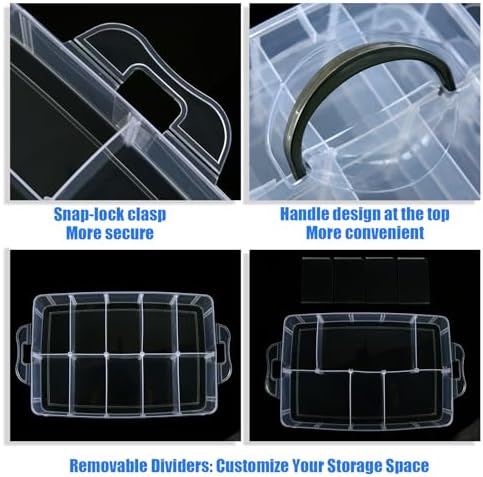 2Pack 3-Tier Stackable Storage Box, 30 Adjustable Compartments Organizer