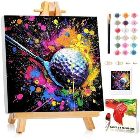 Golf Paint by Numbers Kit for Kids, 8x8 inch