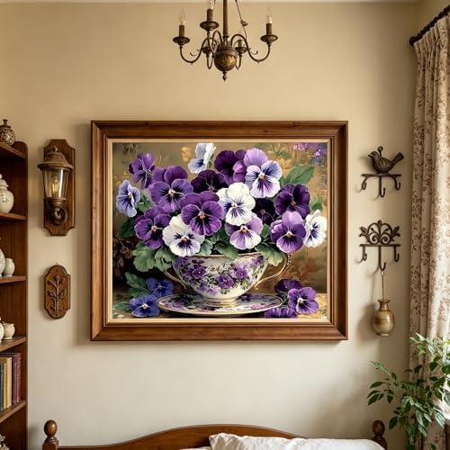Diamond Art Kits for Adults, Purple Flower 5D Diamond Painting for Adults
