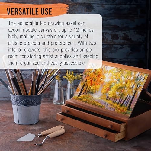 U.S. Art Supply 2-Drawer Artist Tool Supply Box with Locking Clasps