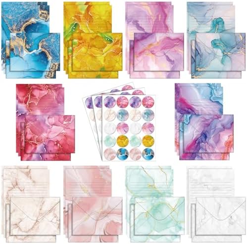TaoBary 160 Pcs Marble Stationery Paper and Envelopes Set, 5.5 x 8.25''