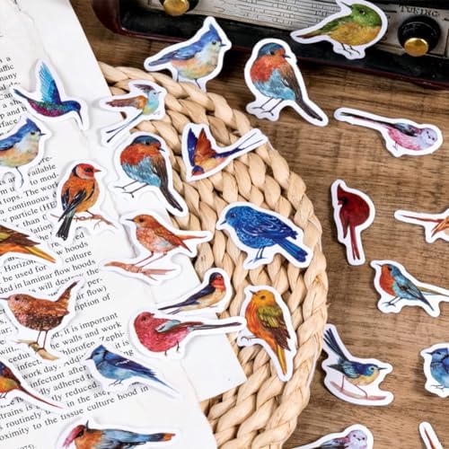 Bird Stickers, Obujopal 46PCS Small Fly Bird Stickers for Junk Journal Scrapbooking Bullet Journal Kids DIY Planners Collage Diary Album Laptop Phone Cases and Art Crafts, 23 Patterns