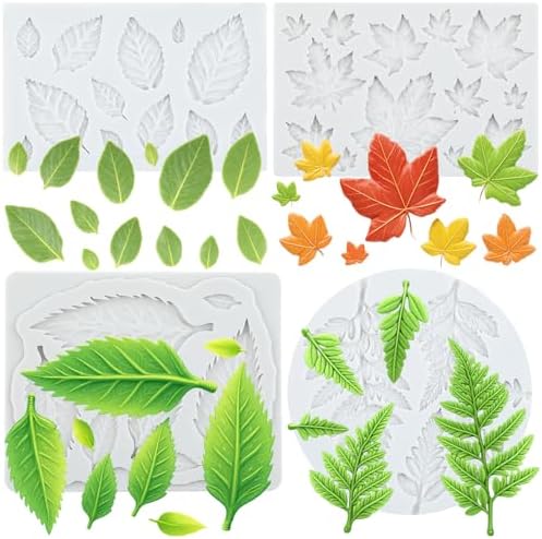 Leaf Silicone Mold Maple Rose Leaf Polymer Clay Molds Set of 4