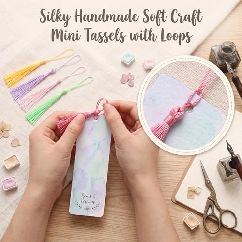 200 Pcs Bookmark Tassels, 5.1in Mini Craft Tassels with Loops, 20 Colors