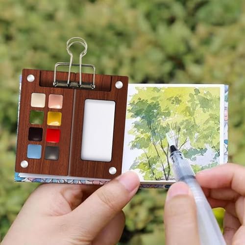 Travel Watercolor Paint Set - Pocket 8-Color Mini Paint Kit with Sketch Pad