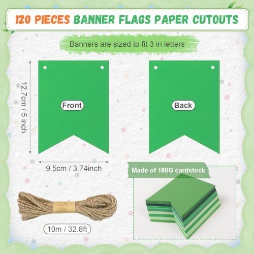 MixTeach 120 pcs Paper Banner Flags Cutouts Green Color Swallowtail Banner
