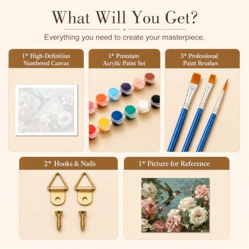 TELMOXA Hummingbird Paint by Numbers Kit for Adults, 16x20 in