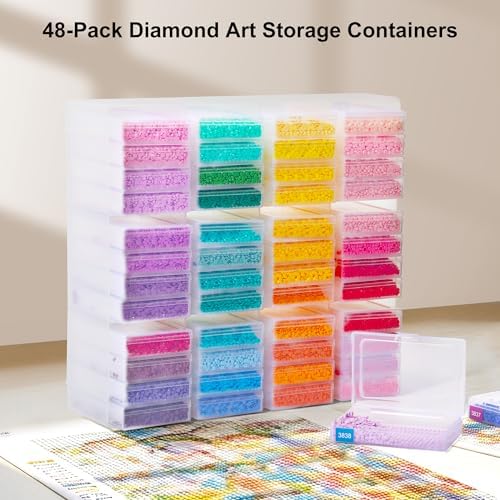 PP OPOUNT 48 PCS Diamond Art Storage for Beads Storage & Line-Up