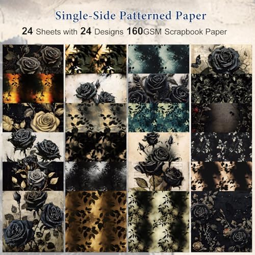 Aesthetic Scrapbook Paper Vintage Pattern 24 Sheets 6 x 6 Inch Scrapbook Supplies,Single-Sided Paper Supplies for DIY Crafts, Card Making, Art Journaling
