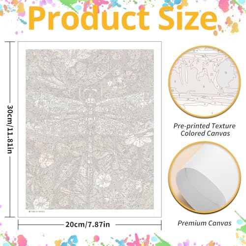 Mandun 2 Pack Paint by Numbers Kit for Adults, Dragonfly Bee Paint by Numbers for Adults, DIY Adult Painting by Numbers Beginners on Canvas Acrylic for Home Wall Art Decor 12x16Inch (Rolled Package)