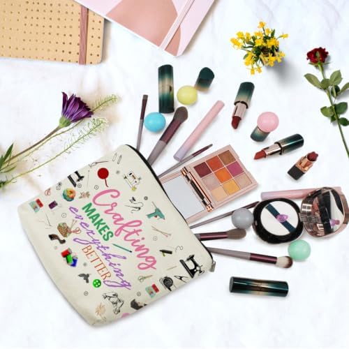 Crafting Print Canvas Cosmetic Bag