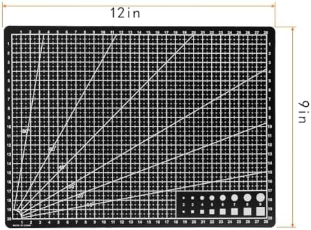 Self Healing Sewing Mat, Rotary Cutting Mat Double Sided 5-Ply Craft Cutting Board for Sewing Crafts Hobby Fabric Precision Scrapbooking Project 9inch x 12inch (A4-Black)