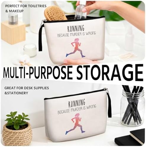 Running Lover Gifts Running Gifts for Women Her Girl Runner Makeup Bag Cosmetic Pouch Cross Country Funny Unique Humor Novelty Sarcasm Travel Makeup Bag for Runners Teens Zipper Toiletry Bag Organizer
