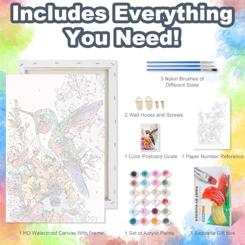 Hummingbird Framed Paint by Numbers Kit for Adults Beginner 8x12 inch