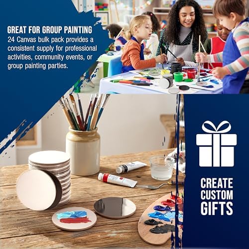 U.S. Art Supply Mini Magnetic Canvas Panels, 24 Pack, 2.5 Inch Round
