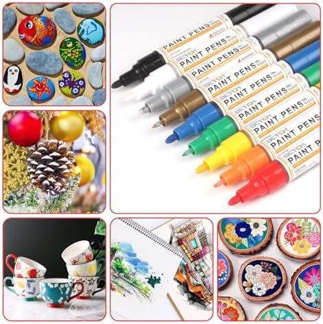 Betem 9 Count Oil Based Paint Pens, Dual Tip Permanent Fabric Paint Marker