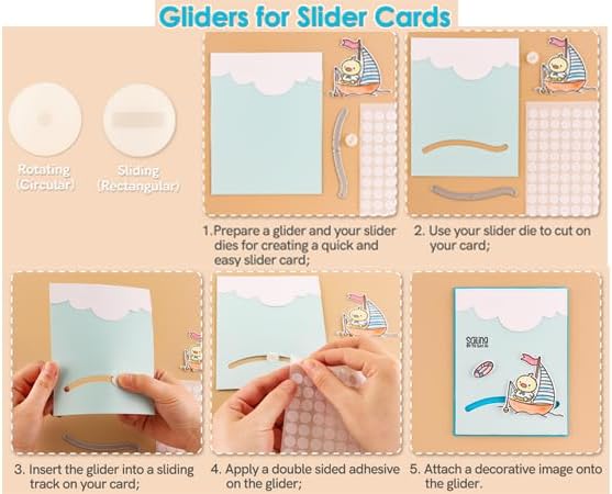 202 Pcs/Set Mini Action Wobbles,Self-Adhesive Springs,Small Wobblers Movers Gliders for Slider Cards;Rotating Sliding for Card Making DIY Scrapbooking Arts Projects Handmade Crafts Embellishments