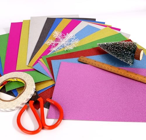 10 Sheets Glitter Decorative Cardstock Paper 30 X 20cm A4 Paper for Card DIY Crafts Card Scrapbook Decoration for Easter Juneteenth Father Day Graduation Decorations