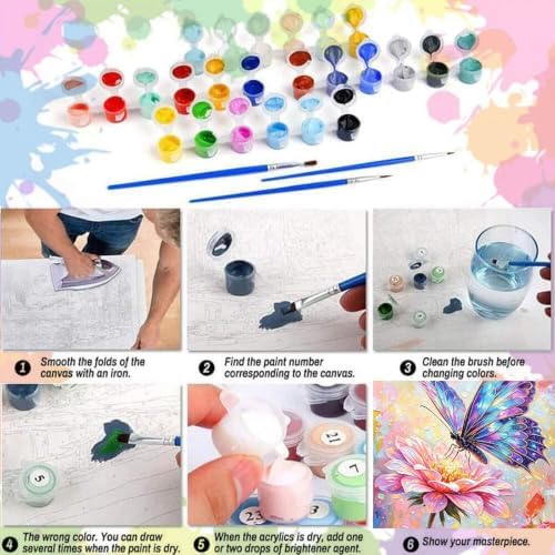 Arttoplus Butterfly Paint by Numbers Kit for Adults Beginner 16x20 inch | Butterfly Adult Paint by Number Kits on Canvas, DIY Acrylic Oil Painting by Numbers for Adults for Gift Home Wall Decor