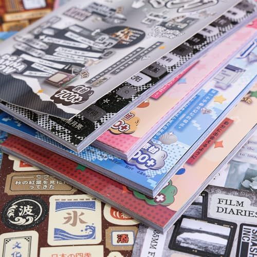 Girl's Japanese Retro Words Sticker Book, 700+ Kawaii Japanese Phrase Stickers, Cute Kanji Kana Quote Stickers Book for DIY Scrapbooking Journaling Handbook Decoration