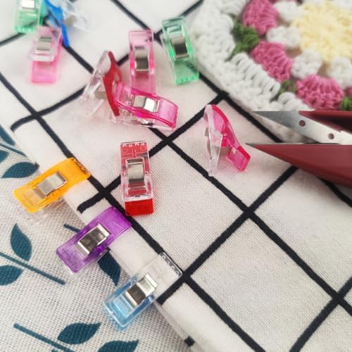 GDMINLO 100 Pack Multipurpose Sewing Clips for Quilting and Crafts with Tin Box, Assorted Colors