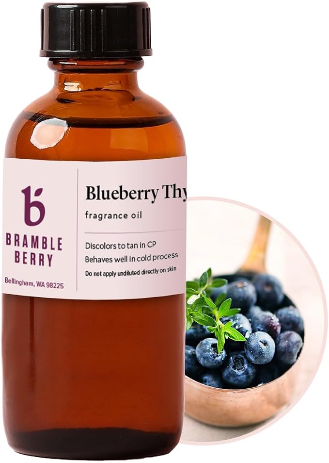 Bramble Berry Blueberry Thyme Fragrance Oil 2 oz | Sweet Herbal Scent for Soap Making, Candles, Lotion, Bath Bombs & Perfume | Skin Safe, Vegan, Paraben & Phthalate Free