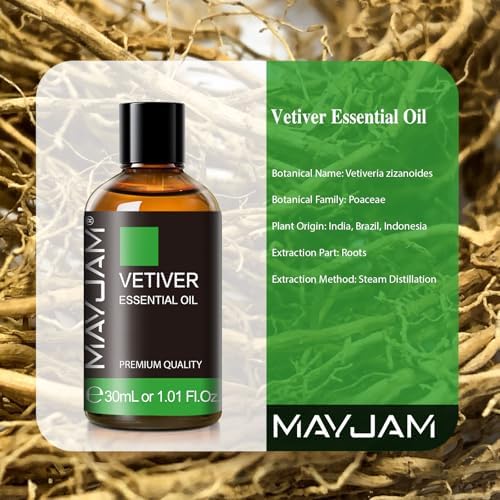 MAYJAM Vetiver Essential Oil for Diffuser Soap Candle Making, 1.01fl.oz