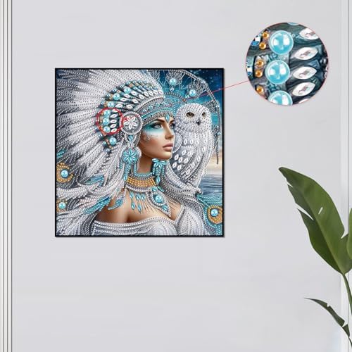 AiYuanzsh 5D DIY Special-Shaped Diamond Painting Kit – Goddess with White Owl, 30x30cm Crystal Rhinestone Art for Home Wall Decor, Gifts for Women Adults Beginners