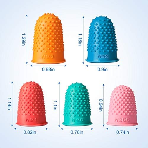 Zonon 20 Pcs Rubber Thimble Finger Protector,Blue | Hand Sewing Embroidery Finger Grips Tips Guard 5 Sizes, Hot Glue Sorting Paperwork Carving Quilting Knitting Craft Supplies